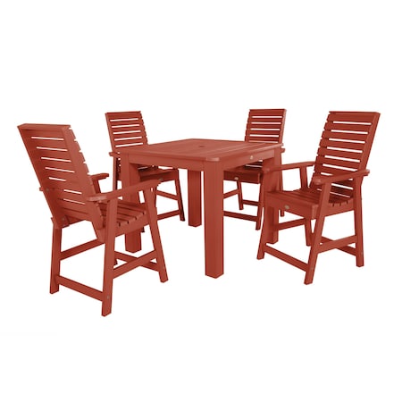 Highwood Usa Weatherly 5pc Square Counter Height Outdoor Furniture Dining Set AD-CNW44-RED